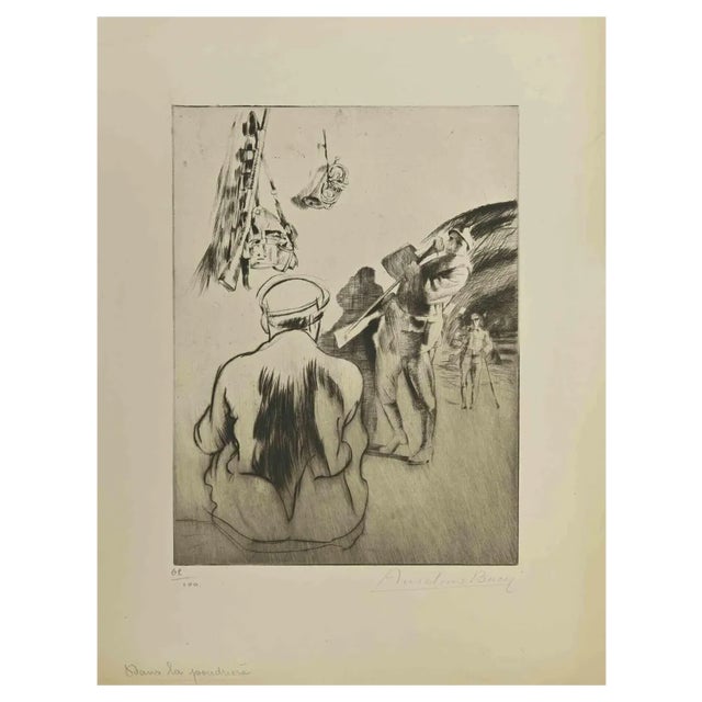 Anselmo Bucci, Dans la Poudrière, 1917, Etching and Drypoint For Sale