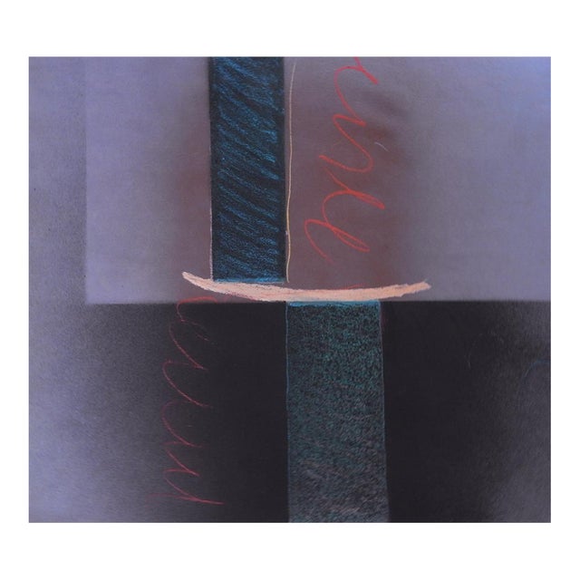 Vintage 1970s Abstract Lavender Black Pink Painting For Sale