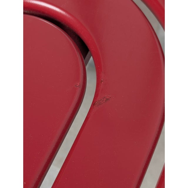 Postmodern Chairs in Chrome Steel and Red Wood, 1980s, Set of 4 For Sale - Image 11 of 12