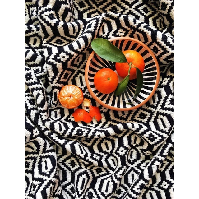 Mid-Century Modern Casa Cubista Black & White Cotton Handmade Geometric Tapestry Throw For Sale - Image 3 of 6