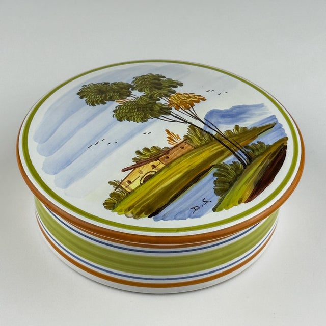 Vintage Hand Painted Round Trinket Box by Manufacture Di Stefano, Italy, 1990s For Sale - Image 16 of 16