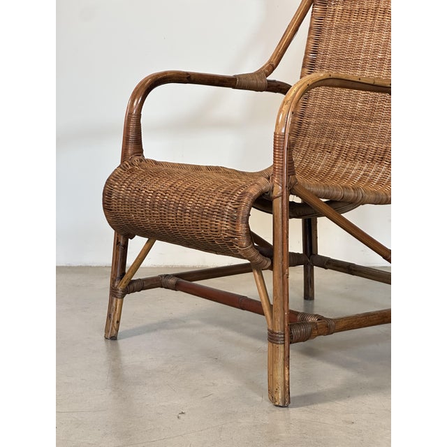 Wicker and Bamboo Armchair, 1970s For Sale - Image 12 of 18