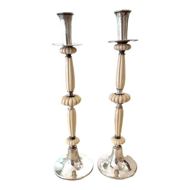 Dior Silverplate Candleholders For Sale