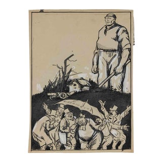 Gabriele Galantara, Riformette, Mixed Media Drawing, 1919 For Sale
