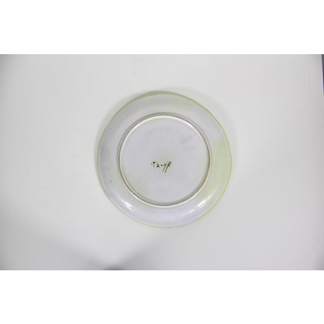 Vintage 11” Italian Renaissance Revival Hand Painted Plum Fruit Plate Made in Italy Faïence Ceramic For Sale - Image 6 of 7