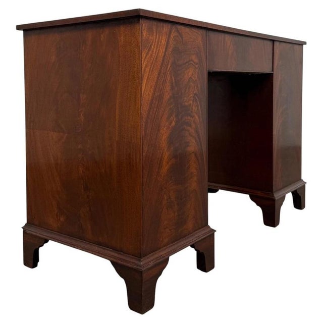 Antique English Serpentine Mahogany Kneehole Desk For Sale - Image 10 of 12