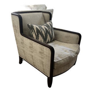 Pristine John Boon Club Chair in Oyster Linen Velvet For Sale