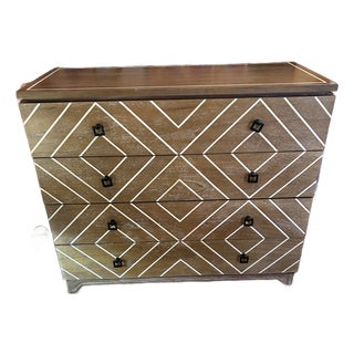 Cerused Wood and Inlaid Geometric Pattern Chest of Drawers For Sale