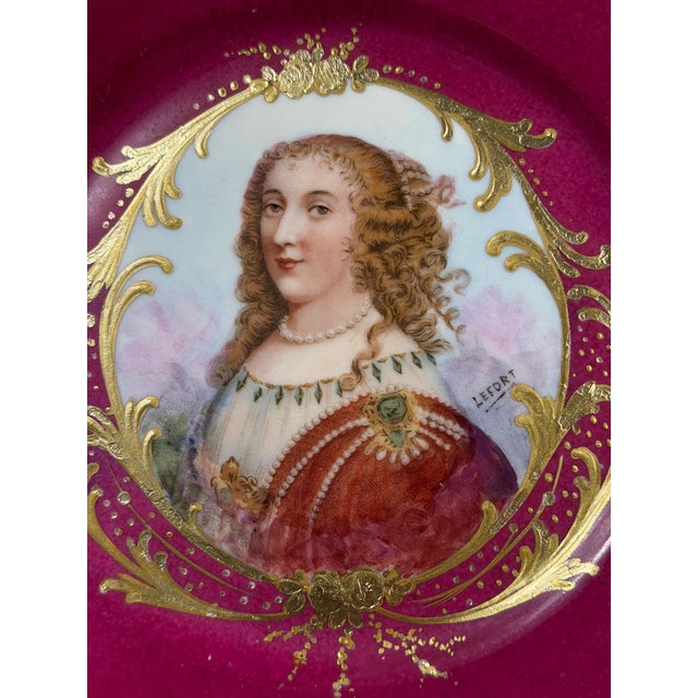 Ceramic Antique Limoges Portrait Plate from Lefort & Co, 1890s For Sale - Image 7 of 10