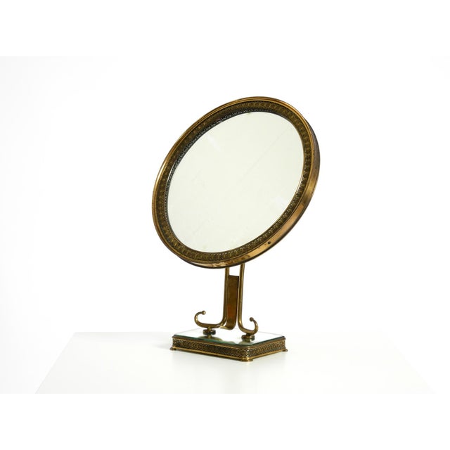 Large Mid-Century Italian Brass Table Mirror, 1950s For Sale - Image 4 of 18