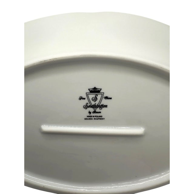 Mid-Century Modern Vintage Baum Southington "Golden Rhapsody" Polish Oval Serving Platter For Sale - Image 3 of 11