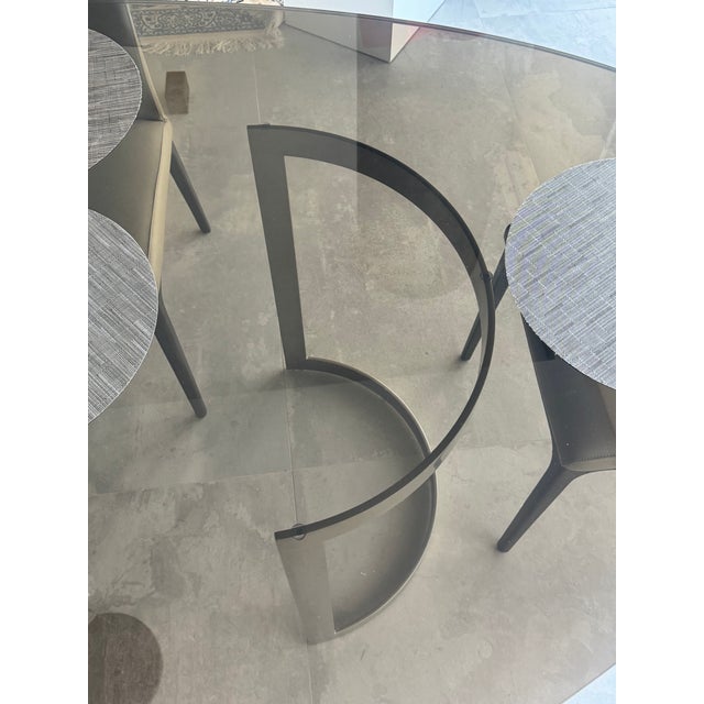 Brown Artefacto Brand Modern Glass Table With Steel Base in Bronze Finish For Sale - Image 8 of 14