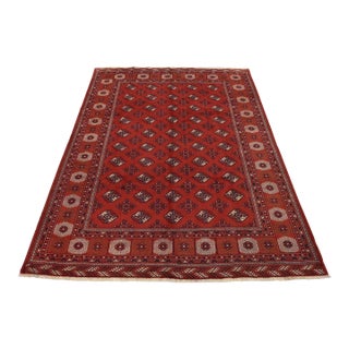 Turkmen Rug 10’1” X 12’6” Red Wool Vintage Tribal Hand-Knoted Carpet For Sale