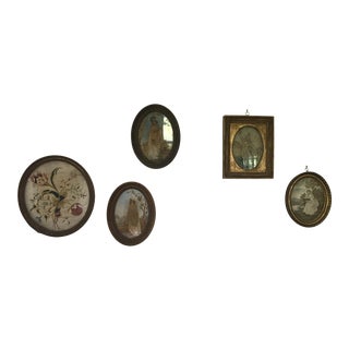 Antique Framed Silk Embroideries - Set of 5 For Sale