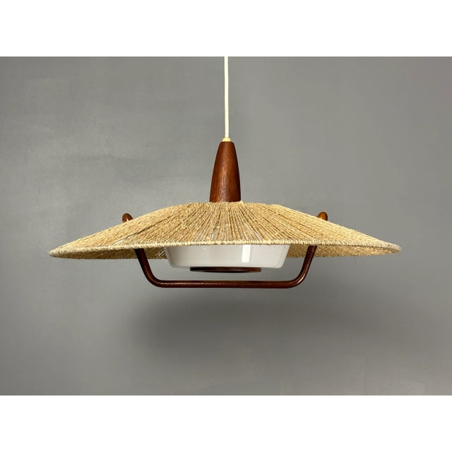 Large sisal and teak pendants by Temde, 1960s-1970s. We actually have two pieces of this model in stock. The other one is...
