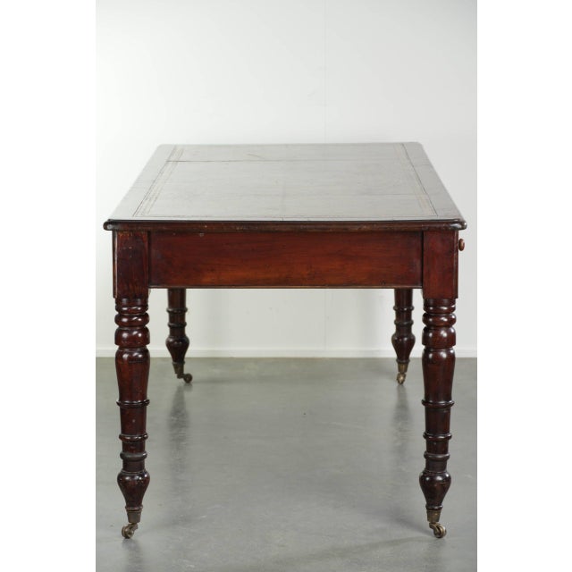Antique English Writing Desk with Dark Brown Leather Top, 1800s For Sale - Image 4 of 13