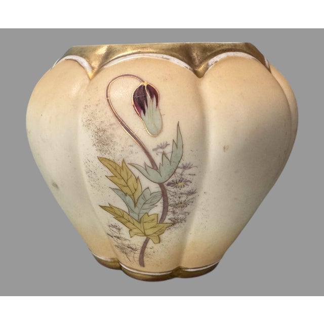 Victorian Vintage Rh Porcelain Floral Hand Painted and Gilt Decorated 5" Victorian Vase For Sale - Image 3 of 4