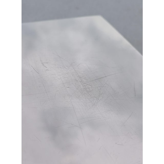 Metal Chromed Metal Box with Carved Gilded Bronze Plate, 1980s For Sale - Image 7 of 8