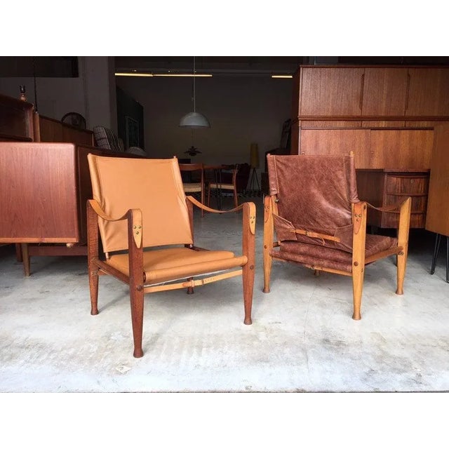 Set of Leather Safari Chairs by Kaare Klint for Rudolf Rasmussen, 1950s For Sale - Image 9 of 11