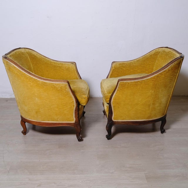 Yellow Chippendale Tub Armchairs by Citerio Meda, 1930s, Set of 2 For Sale - Image 8 of 18