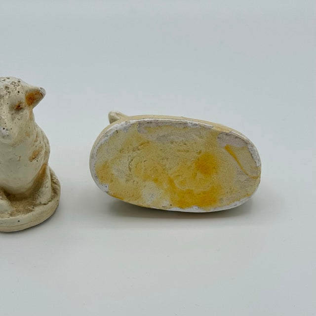 A character-rich pair of vintage composition sheep perfect for nativity displays or layered primitive styling. Their soft...