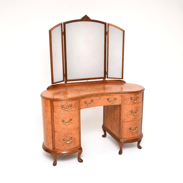 Queen Anne Burr Walnut Dressing Table, 1930s For Sale - Image 11 of 11