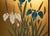 Goldenrod "Plum Blossom, Peonies and Irises" by Kokei, Showa Era Japanese Byobu Screen For Sale - Image 8 of 18