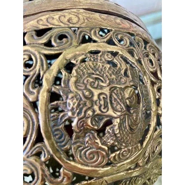 Metal Asian Brass Ball Incense Holder For Sale - Image 7 of 7