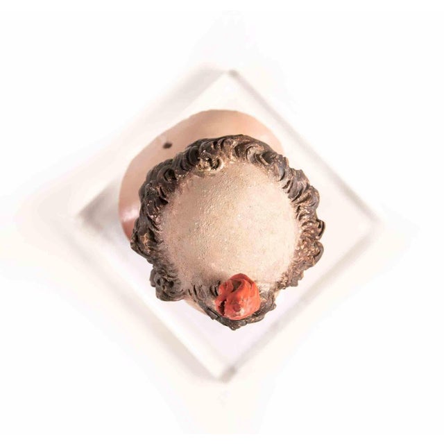 18th Century Polychrome Ceramic Head Sculpture with Glass Eyes For Sale - Image 5 of 6