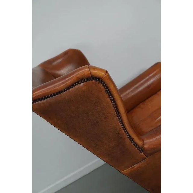 Animal Skin Vintage Dutch Cognac-Colored Leather Club Chair For Sale - Image 7 of 13