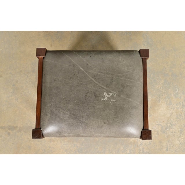 Brown Stickley Mission Oak Arts & Crafts Bow Arm Lounge Chair With Ottoman For Sale - Image 8 of 12