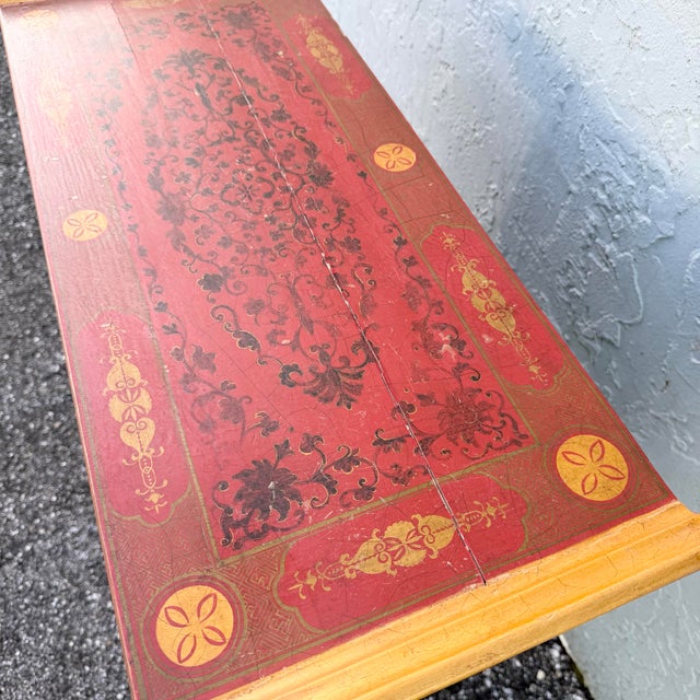 Vintage Chinese Hand Painted Red Angle Apothecary Dresser For Sale In West Palm - Image 6 of 9