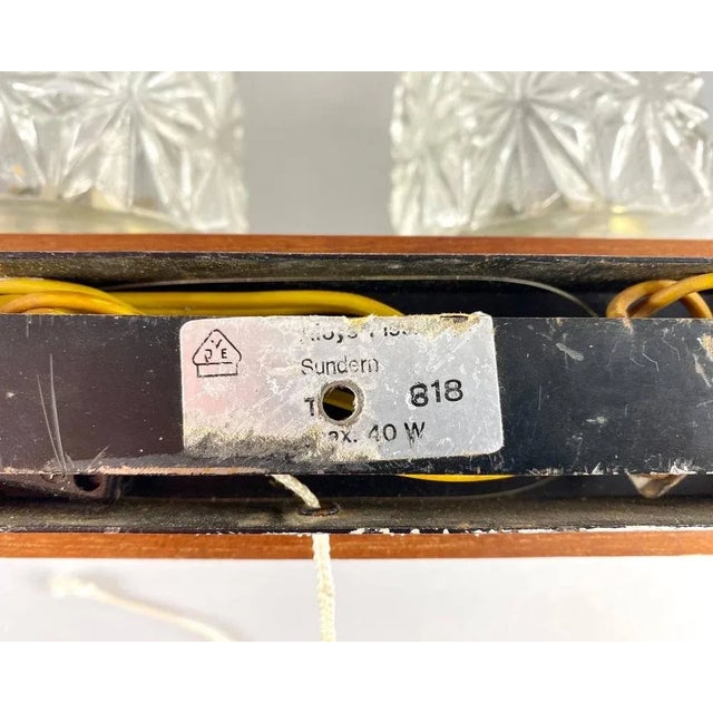 Double Arm Wall Lights with Cylindrical Glass Shades and Wooden Bases, Germany, Set of 2 For Sale - Image 9 of 10