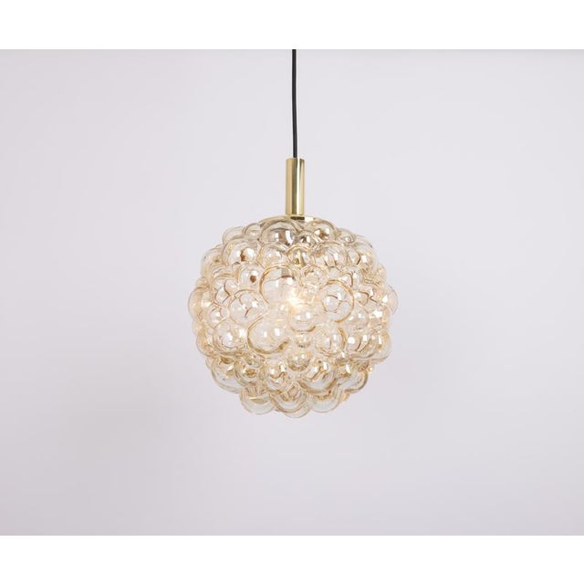Large Amber Bubble Glass Pendant by Helena Tynell for Limburg, Germany, 1970s For Sale - Image 3 of 12
