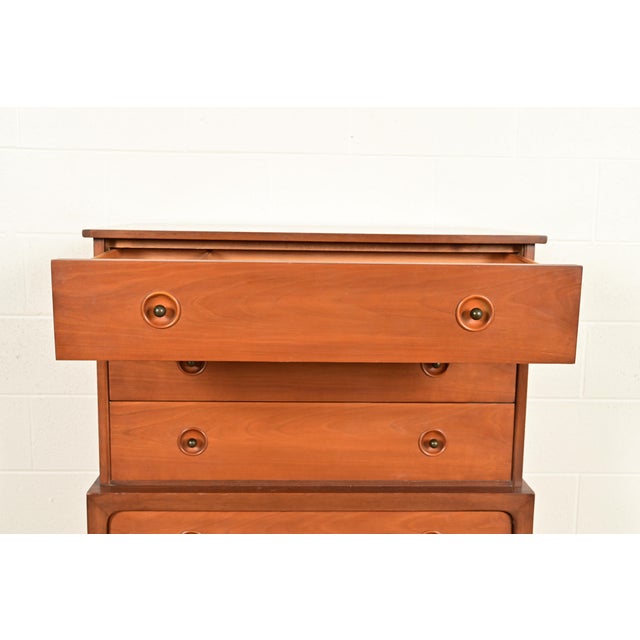 Brown John Van Koert for Drexel Counterpoint Mid-Century Modern Sculpted Walnut Highboy Dresser, 1950s For Sale - Image 8 of 18