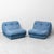 Set of armchairs and coffee table made in the 1970s. Blue fabric upholstery, glass table top. Excellent condition, as...
