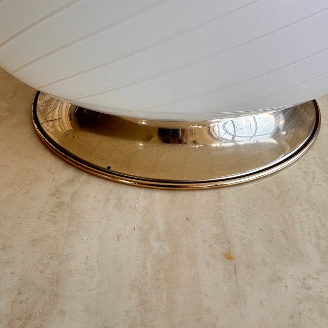 White Swirl Murano Glass Table Lamp with Brass Bases, 1970s For Sale - Image 13 of 18