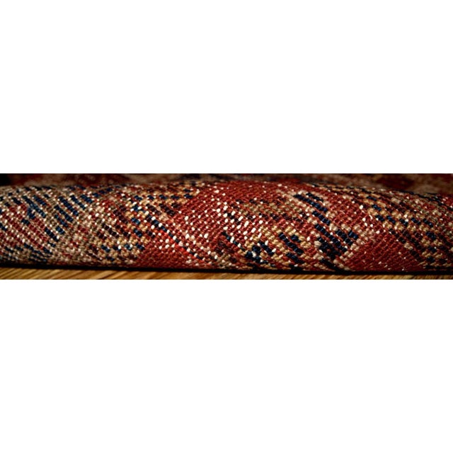 Persian Shiraz rug with a tribal design in navy blue and red shades. This rug is in original good condition. -condition:...