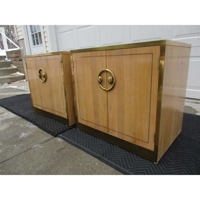 1970s Pair of Mastercraft Zebrano and Brass Nightstands For Sale - Image 12 of 12