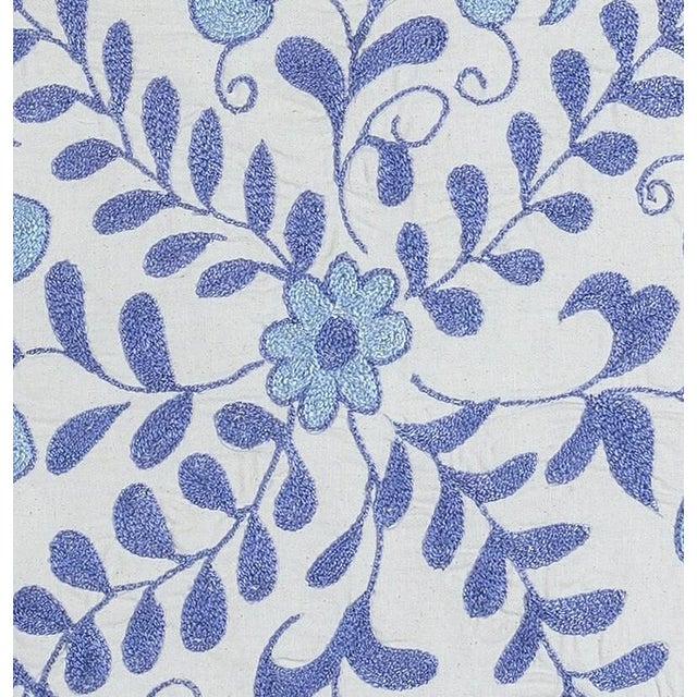 Decorative cushion cover made of hand embroidery silk on linen background, flowers and vine motifs, linen backing with...