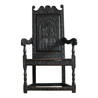 17th Century Black Wainscot Armchair For Sale