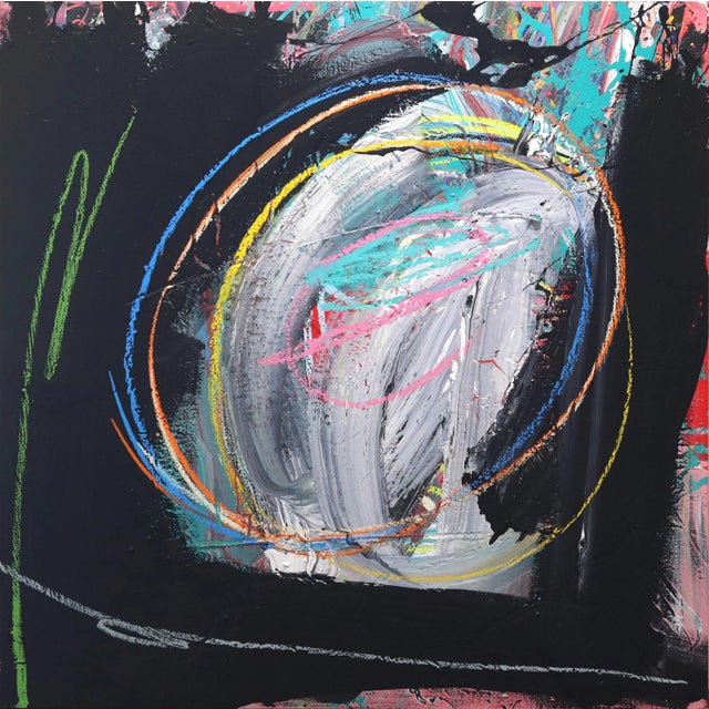 Abstract Expressionism "Untitled Black" Large Textured Original Abstract Artwork by Olympio For Sale