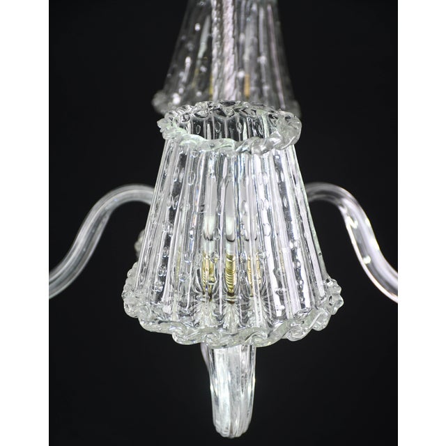 1950s Luxury Art Decò Barovier E Toso Chandelier, Murano "Bubble" Glass For Sale - Image 6 of 16