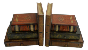 Wood Bookends with Secret Boxes in Trompe L'Oeil of Stacked Books, 1980s, Set of 2