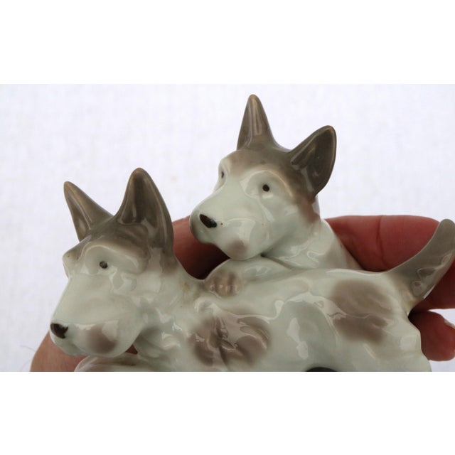Ceramic Vintage Gray and White Terrier Dogs Playing Porcelain Figurine Japan For Sale - Image 7 of 7