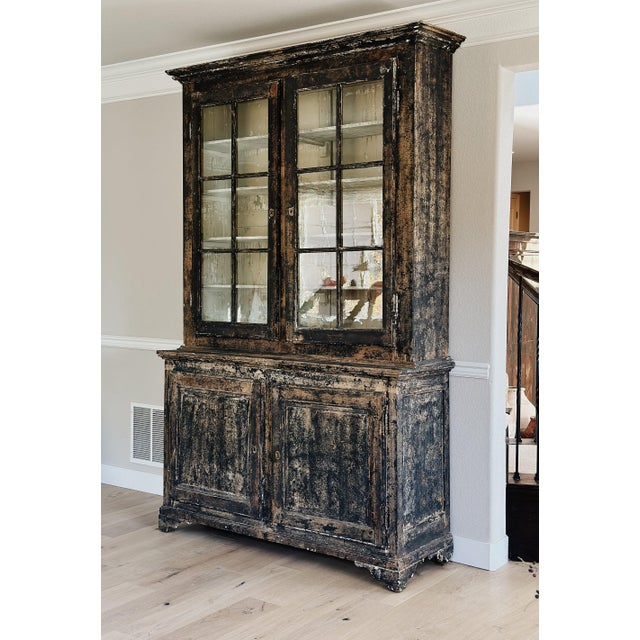 Wood Antique Black Painted French Hutch For Sale - Image 7 of 14