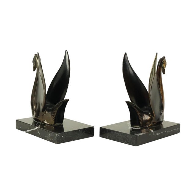 French Art Deco Swan Bookends, 1930s, Set of 2 For Sale - Image 10 of 18