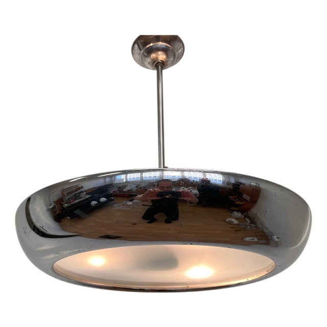Bauhaus Chrome UFO Pendant attributed to Josef Hurka for Napako, 1940s For Sale