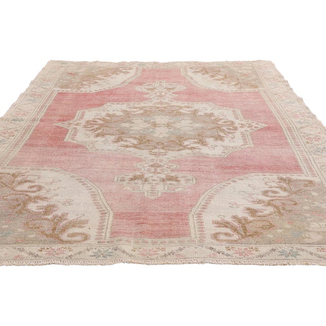Rustic Vintage Turkish Oushak Rug, 04'07 X 07'00 For Sale - Image 3 of 10