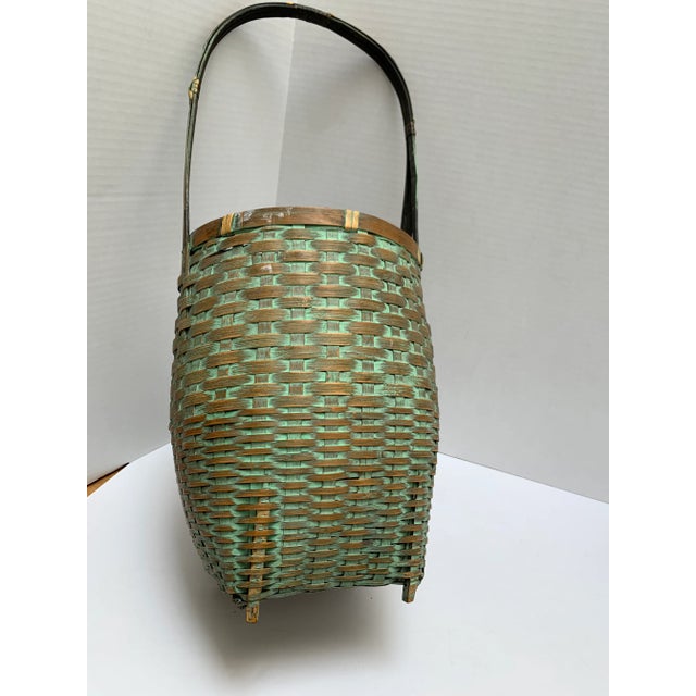 1990s Vintage Asian Chinoiserie Decor and Storage Basket For Sale - Image 5 of 9